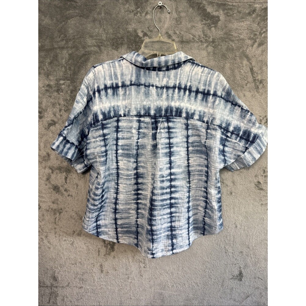 Chicos Size 2 Lg tie Dye cotton blouse pullover short sleeve comfort - Picture 8 of 9